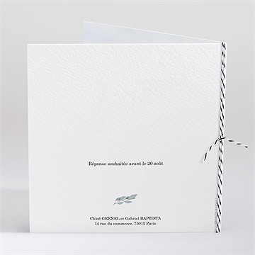 Faire-part mariage a l'unisson carré plié - Dos du faire-part