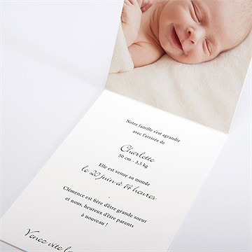 Faire-part naissance petit mot d'amour carte pliée - Intérieur du faire-part