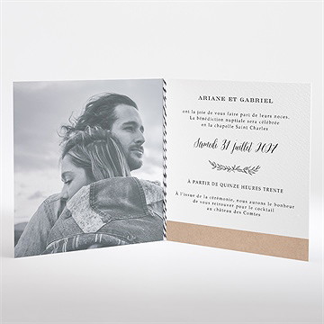 Faire-part mariage douce harmonie carré plié - Intérieur du faire-part