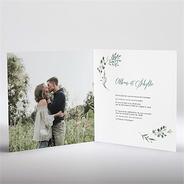 Faire-part mariage bouquet provençal carré plié - Intérieur du faire-part