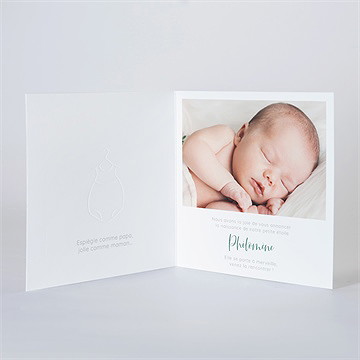 Faire-part naissance tendre signature gaufrage - Intérieur du faire-part