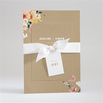 Faire-part mariage champêtre et poésie superposé