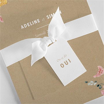 Faire-part mariage champêtre et poésie superposé - Détail du faire-part