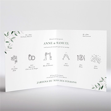 Faire-part mariage la belle histoire carré plié - Intérieur du faire-part