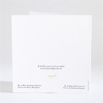 Faire-part mariage la belle histoire carré plié - Dos du faire-part