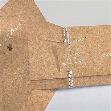 Faire-part mariage coeur croisé pochette