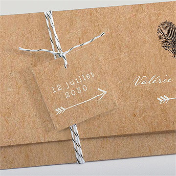 Faire-part mariage coeur croisé pochette - Détail du faire-part