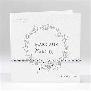 Faire-part mariage tendre couronne carré plié