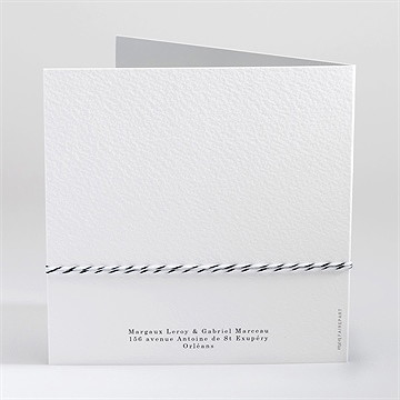 Faire-part mariage tendre couronne carré plié - Dos du faire-part