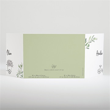 Faire-part mariage sous les oliviers 2 volets - Dos du faire-part