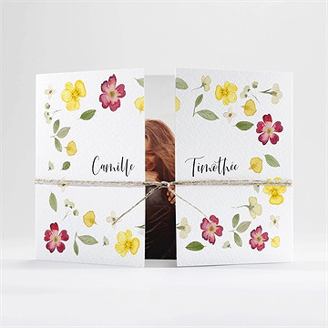 Faire-part mariage fleurs séchées 2 volets