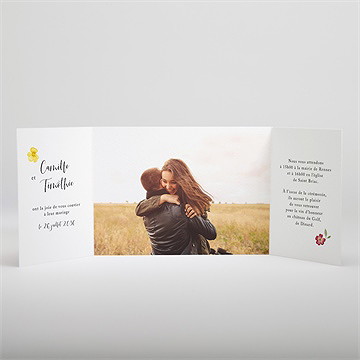 Faire-part mariage fleurs séchées 2 volets - Intérieur du faire-part