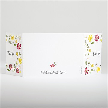 Faire-part mariage fleurs séchées 2 volets - Dos du faire-part
