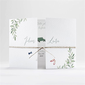 Faire-part mariage le fil d'une histoire 2 volets