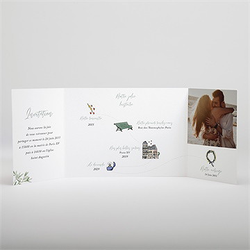 Faire-part mariage le fil d'une histoire 2 volets - Intérieur du faire-part