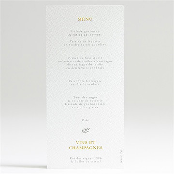 Menu mariage céleste - Dos du menu