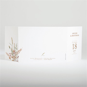 Faire-part mariage douceur estivale 2 volets - Dos du faire-part