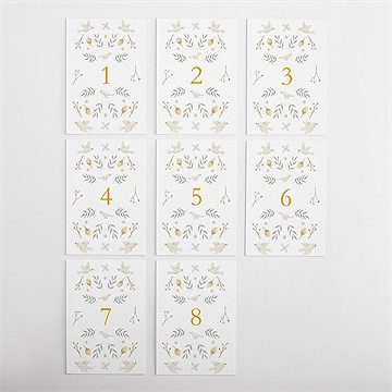 Numéro de table mariage céleste - Vue d'ensemble