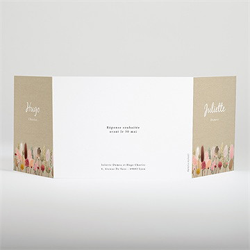 Faire-part mariage bouquet champêtre 2 volets - Dos du faire-part