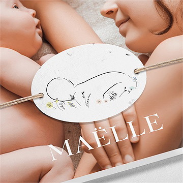 Faire-part naissance simple incrustation ensemencée - Détail du faire-part