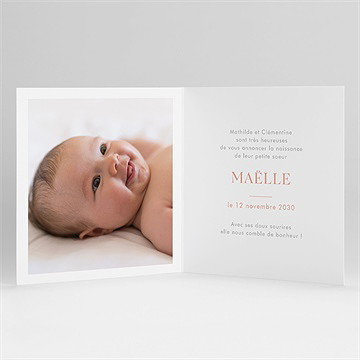 Faire-part naissance simple incrustation ensemencée - Intérieur du faire-part