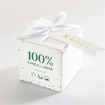 Boîte à dragées dorure - cube