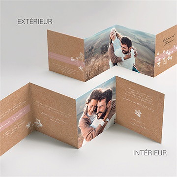 Faire-part mariage lierre grimpant accordéon - Vue d'ensemble