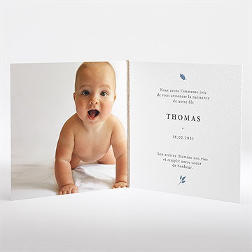 Faire-part naissance tendre poésie carré plié - Intérieur du faire-part