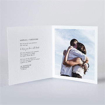 Faire-part mariage jolie esquisse gaufrage - Intérieur du faire-part