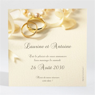 Save the Date mariage alliances fond crème cocotte