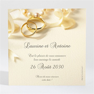 Save the Date mariage alliances fond crème
