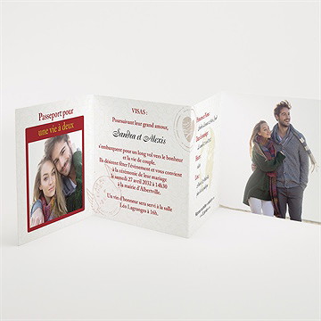 Faire-part mariage passeport de l'amour accordéon - Intérieur du faire-part