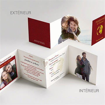Faire-part mariage passeport de l'amour accordéon - Vue détaillée