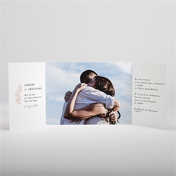 Faire-part mariage jolie esquisse 2 volets - Intérieur du faire-part