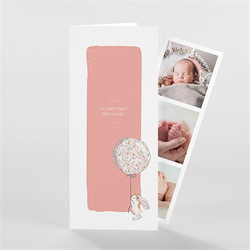 Faire-part naissance tendre lapin photomaton