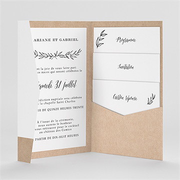 Faire-part mariage douce harmonie pocketfold - Intérieur du faire-part