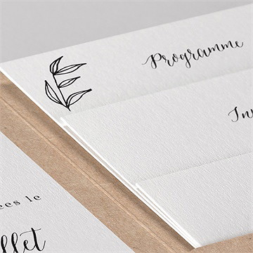 Faire-part mariage douce harmonie pocketfold - Détail du faire-part
