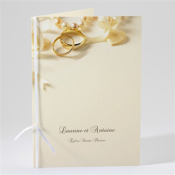 Livret de messe mariage alliances fond crème