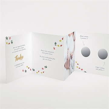 Faire-part naissance petit roi accordéon - Intérieur du faire-part non gratté