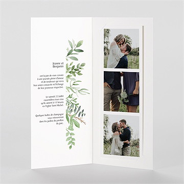 Faire-part mariage nature chic photomaton - Intérieur du faire-part