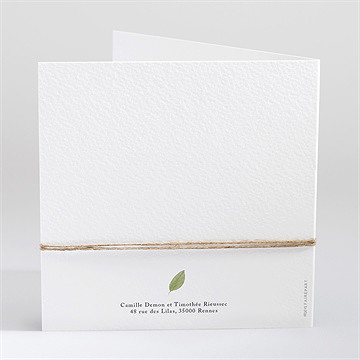 Faire-part mariage fleurs séchées carré plié - Dos du faire-part