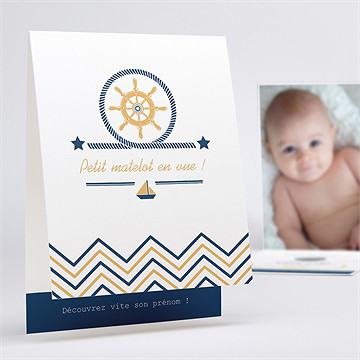 Faire-part naissance mon petit matelot plié décalé