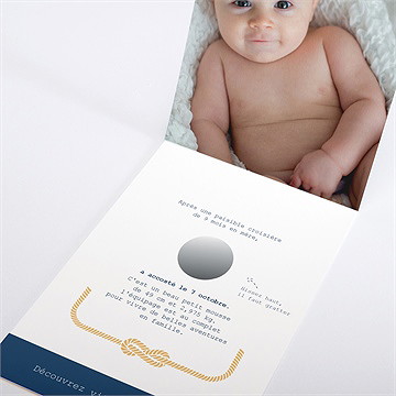 Faire-part naissance mon petit matelot plié décalé - Intérieur du faire-part non gratté