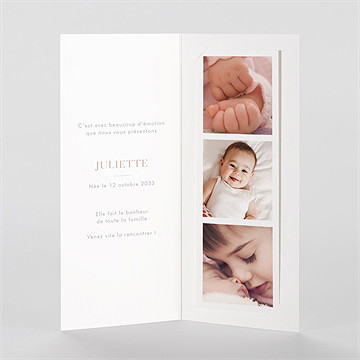 Faire-part naissance follement photomaton - Intérieur du faire-part