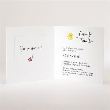 Faire-part mariage fleurs séchées gaufrage - Intérieur du faire-part