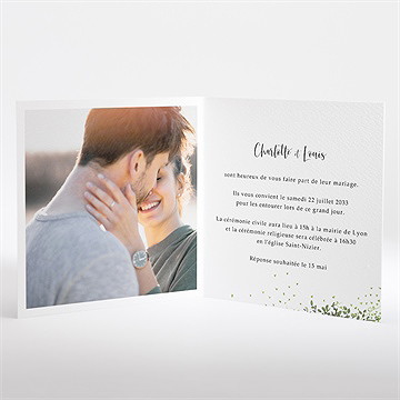 Faire-part mariage fusion champêtre carré plié - Intérieur du faire-part