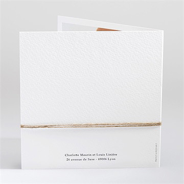 Faire-part mariage fusion champêtre carré plié - Dos du faire-part