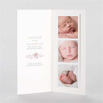 Faire-part naissance joli vintage photomaton - Intérieur du faire-part