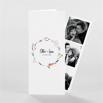 Faire-part mariage art champêtre photomaton