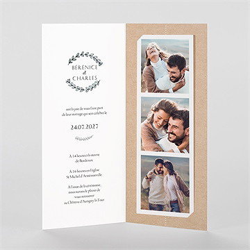 Faire-part mariage avec programme photomaton - Intérieur du faire-part